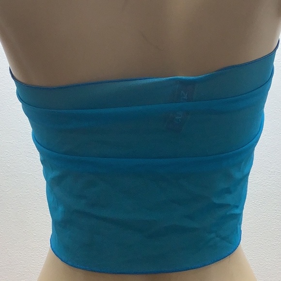 Zuliana Sarong Teal Mesh Top/Mini Sarong Skirt. Made in USA. New - Picture 3 of 3